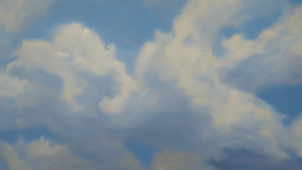 Prompt: oil painting of clouds by ian fisher, 4 k resolution