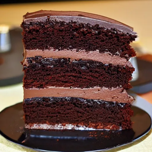 Image similar to multi level chocolate cake in the shape or a computer, very tasty