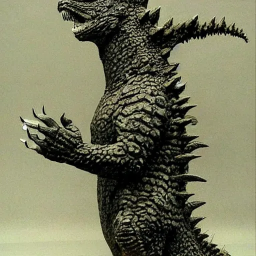 Prompt: Godzilla designed by H.G Giger, pain, extreme detail, eerie, grim