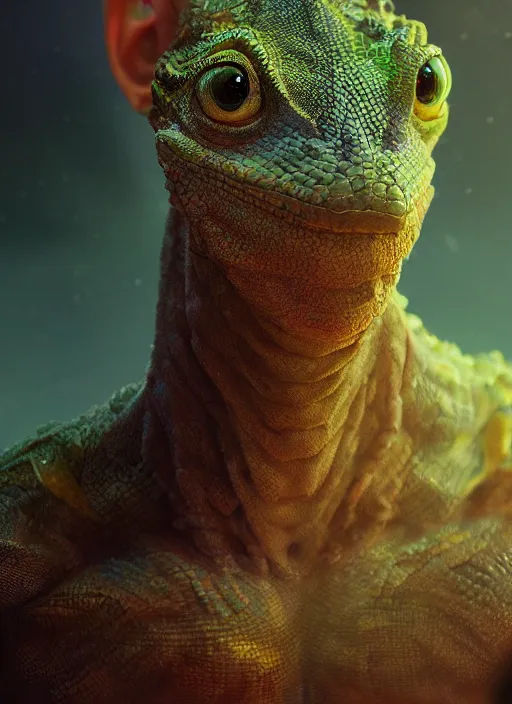 Prompt: portrait of mark zuckerberg as a lizard overlord shedding skin, hyper detailed, digital art, trending in artstation, cinematic lighting, studio quality, smooth render, unreal engine 5 rendered, octane rendered, art style by klimt and nixeu and ian sprigger and wlop and krenz cushart.