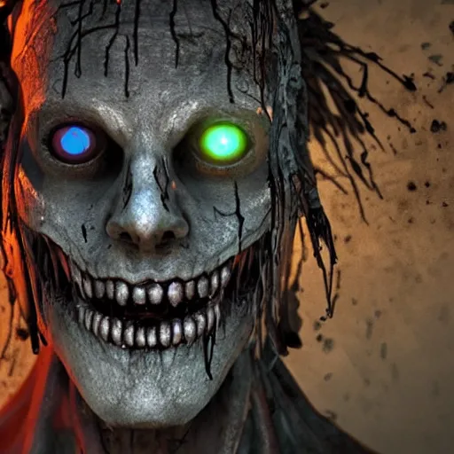 Image similar to god of decay and rot, character design, scary, radiating with power, glowing eyes, whirling death, disgusting, dripping, oily, decomposition, ghostly mist, scary, unreal engine, photorealistic