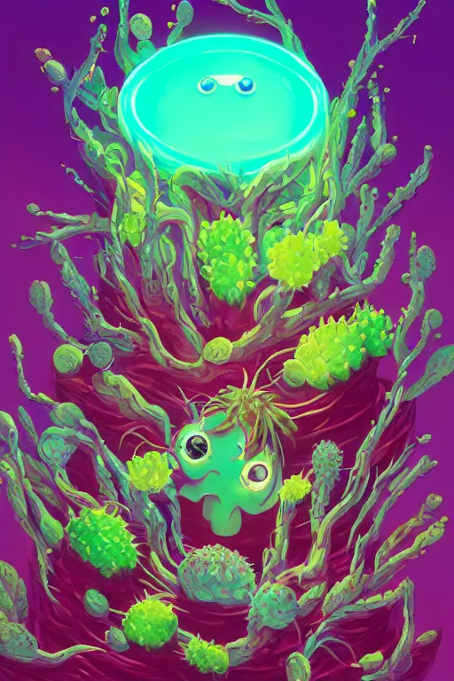 Image similar to roots cactus sushi cristal smurf ghost creature animal sushi cristal very big eye roots cactus elemental flush of force nature micro world fluo fishscale, behance hd by jesper ejsing, by rhads, makoto shinkai and lois van baarle, ilya kuvshinov, rossdraws radiating a glowing aura global illumination ray tracing hdr