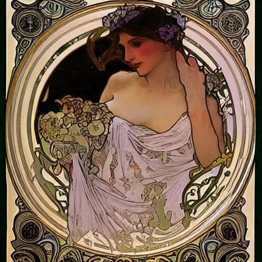 Image similar to Dream by Alphonse Mucha