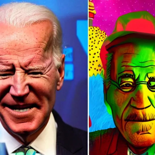 Prompt: bryan cranston psychedelically morphing into joe biden and bill cosby except babies and corn doctors