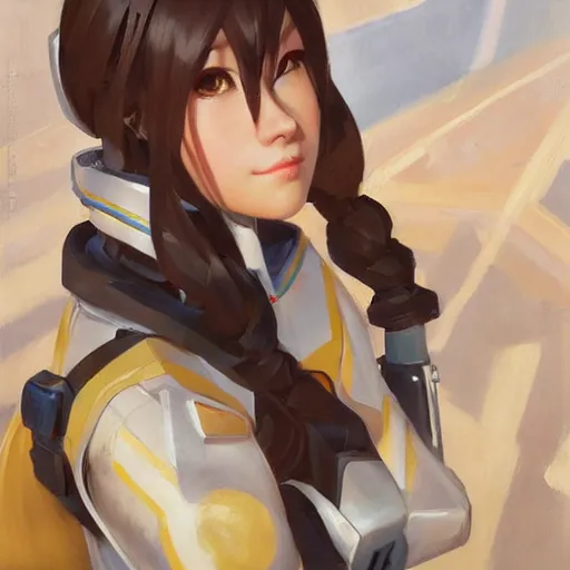 Image similar to greg manchess portrait painting of asuna yuuki as overwatch character, medium shot, asymmetrical, profile picture, organic painting, sunny day, matte painting, bold shapes, hard edges, street art, trending on artstation, by huang guangjian and gil elvgren and sachin teng