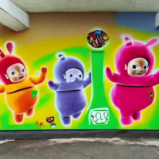 Prompt: teletubbies graffiti