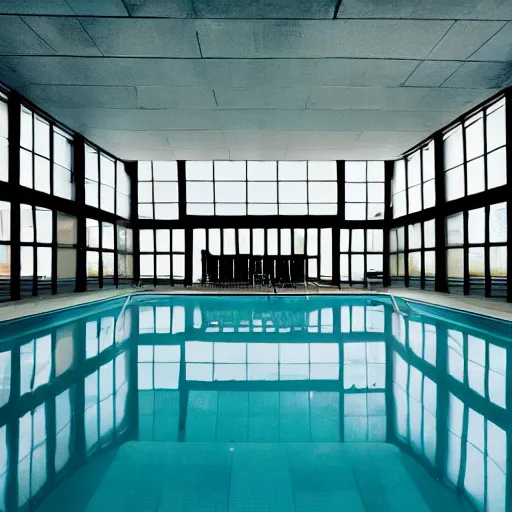 Image similar to dslr photograph of a liminal space indoor pool