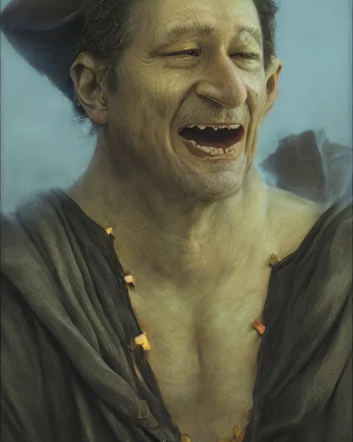 Image similar to frame portrait of ted cruz, court jester in renaissance era, fantasy 3 d render, masterpiece, by donato giancola and greg rutkowski and wayne barlow and zdzisław beksinski, high contrast, realistic face