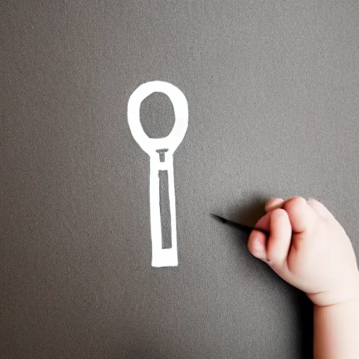 Image similar to key on a hand, white background, child's drawing