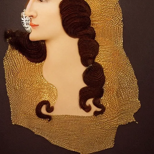 Image similar to a woman with hair made by gold