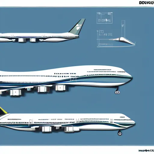 Image similar to isometric art blueprints of a boeing jet 7 4 7 with labels detailed technical drawing
