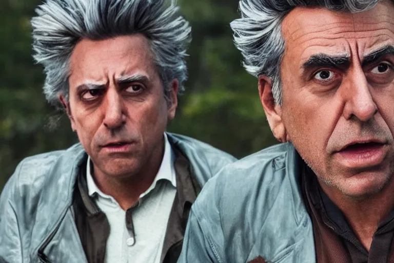 Image similar to rick sanchez, real life, high quality movie still, photorealistic, ultra detail