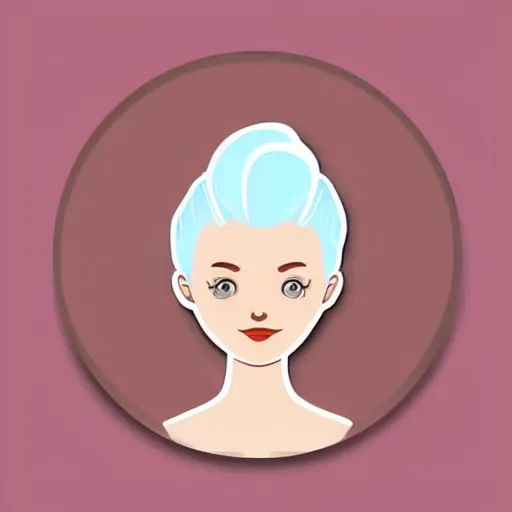 Prompt: girl with white hair in a hairbun and freckles, sticker, vector art, minimalist, emoji