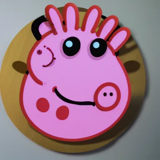 Prompt: peppa pig head make of turbo