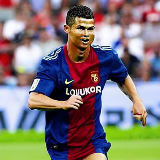 Image similar to a mix between ronaldo and messi, an ultimate soccer player, messaldo