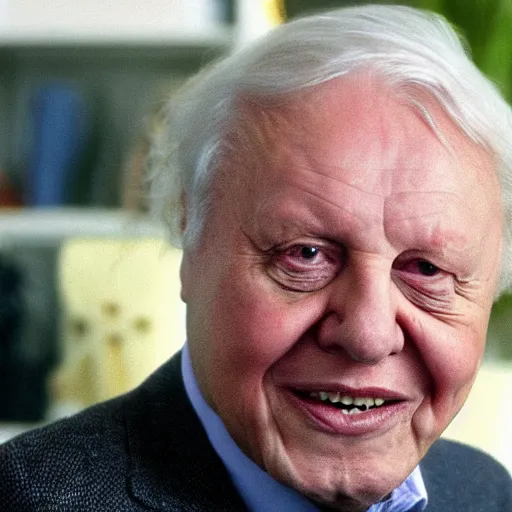 Prompt: Sir David Attenborough with a Grey Alien