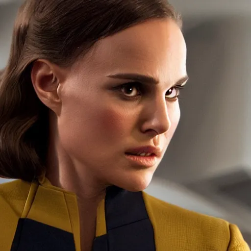 Image similar to Natalie Portman in Star Trek, (EOS 5DS R, ISO100, f/8, 1/125, 84mm, crisp face)