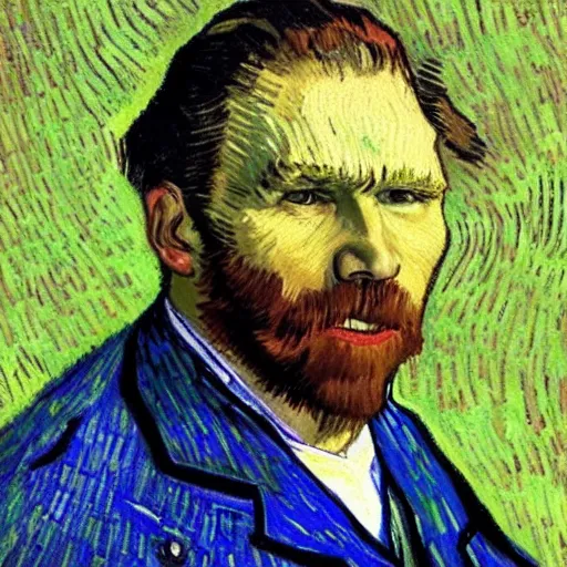 Prompt: a portrait of Norm Macdonald painted by Van Gogh