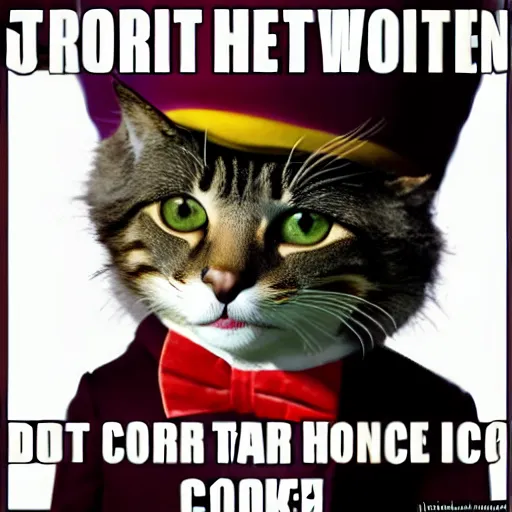 Image similar to cat in the hat as willy wonka