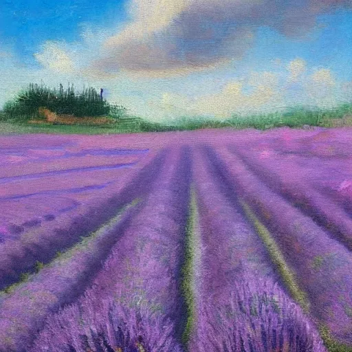 Image similar to albert camus in a lavender field, subtle, intricate details, real masterpiece, oil on canvas