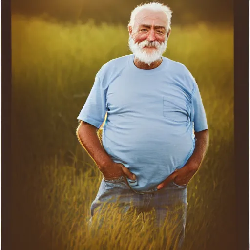 Prompt: a cyanotype portrait of an old man, beautiful detailed eyes, golden hour in pismo California, outdoors, professional award winning portrait photography, Zeiss 150mm f/2.8