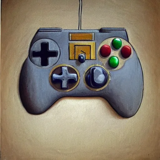 Image similar to oil painting of a controller, leonardo da vinci style