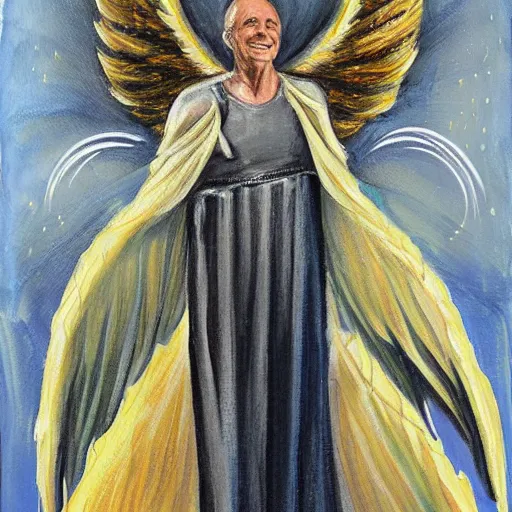 Image similar to piero angela as an angel in the sky, art by artgerma