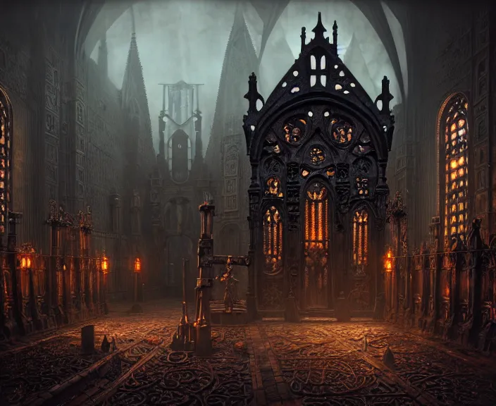 Image similar to steam necropolis, memento mori, gothic, neo - gothic, art nouveau, hyperdetailed copper patina medieval icon, stefan morrell, philippe druillet, ralph mcquarrie, concept art, steampunk, unreal engine, detailed intricate environment, octane render, moody atmospherics, volumetric lighting, ultrasharp, ominous, otherworldly