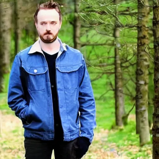 Image similar to Corran McCallum [[Corran McCallum]] facebook profile image of Corran McCallum, brown hair, blue jacket infront of trees. Young brown haired man with facial hair, photo of Corran McCallum.