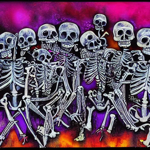 Image similar to skeletons exploding, by Bob Orsillo, abstract