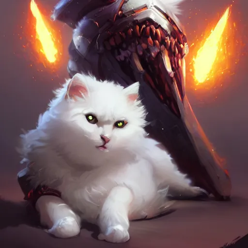 Image similar to arcane style white fluffy cat, bomb boom, bomb boom, bomb boombomb boom, bomb explosion, boom, bright art masterpiece artstation. 8 k, sharp high quality artwork in style of jose daniel cabrera pena and greg rutkowski, concept art by tooth wu, blizzard warcraft artwork, hearthstone card game artwork, exploding, grenade explosion