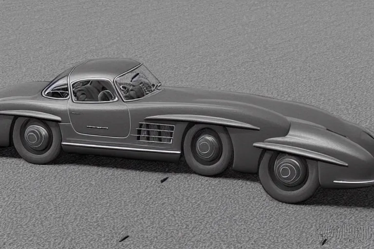 Prompt: intricate, 3 d, 1 9 5 5 mercedes ( ( ( 5 0 0 sl ) ) ), style by caspar david friedrich and wayne barlowe and ted nasmith.