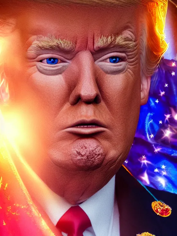 Image similar to portrait art of Donald Trump as Sailor Moon 8k ultra realistic , lens flare, atmosphere, glow, detailed, intricate, full of colour, cinematic lighting, trending on artstation, 4k, hyperrealistic, focused, extreme details, unreal engine 5, cinematic, masterpiece