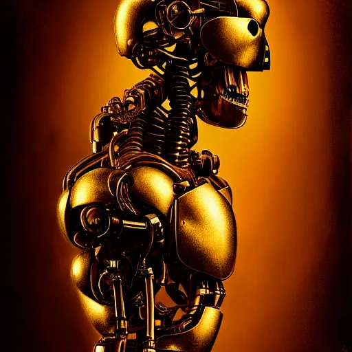 Prompt: portrait of T-800 Endoskeleton, future war, man vs machine, atmospheric lighting, painted, intricate, golden hour, ultra detailed by Leesha Hannigan, Ross Tran, Thierry Doizon, Kai Carpenter,Ignacio Fernández Ríos