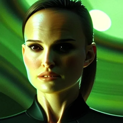 Image similar to close - up of natalie portman as agent smith in the matrix, movie still frame, promotional image, imax 7 0 mm footage