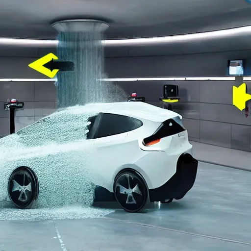 Prompt: robotic car wash of the future, hyper realistic, 4k, 8k, cinematik