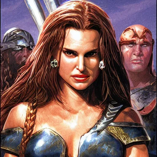 Image similar to Natalie Portman as a Barbarian princess, Joe Jusko