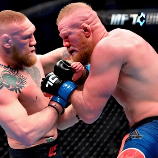 Image similar to conor mcgregor fighting brock lesnar in the ufc