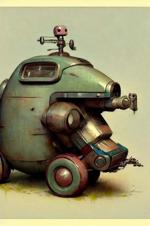 Image similar to ( ( ( ( ( 1 9 5 0 s retro future android robot fat robot pig wagon. muted colors., ) ) ) ) ) by jean - baptiste monge,!!!!!!!!!!!!!!!!!!!!!!!!!