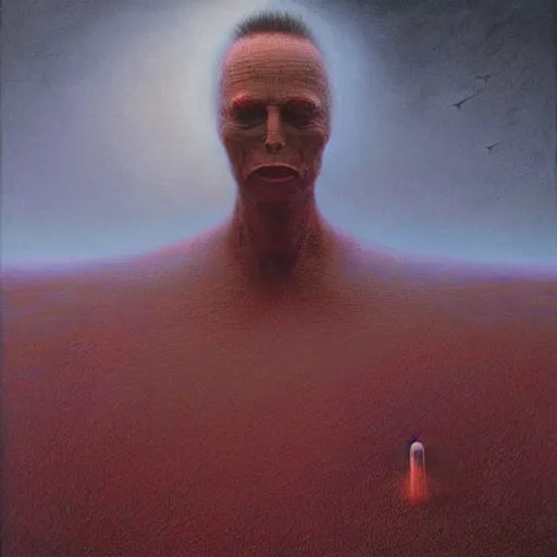 Image similar to elon musk as a zdzisław beksinski painting, surreal