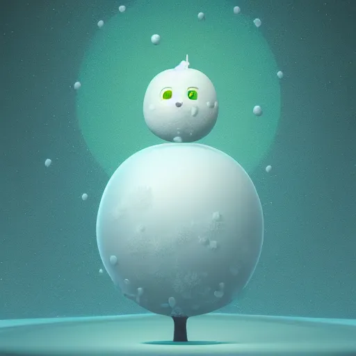 Image similar to a portrait of a mochi cannabis snowball character in a gelatinous ❄ environment 3 d rendered in octane, by eyvind earle