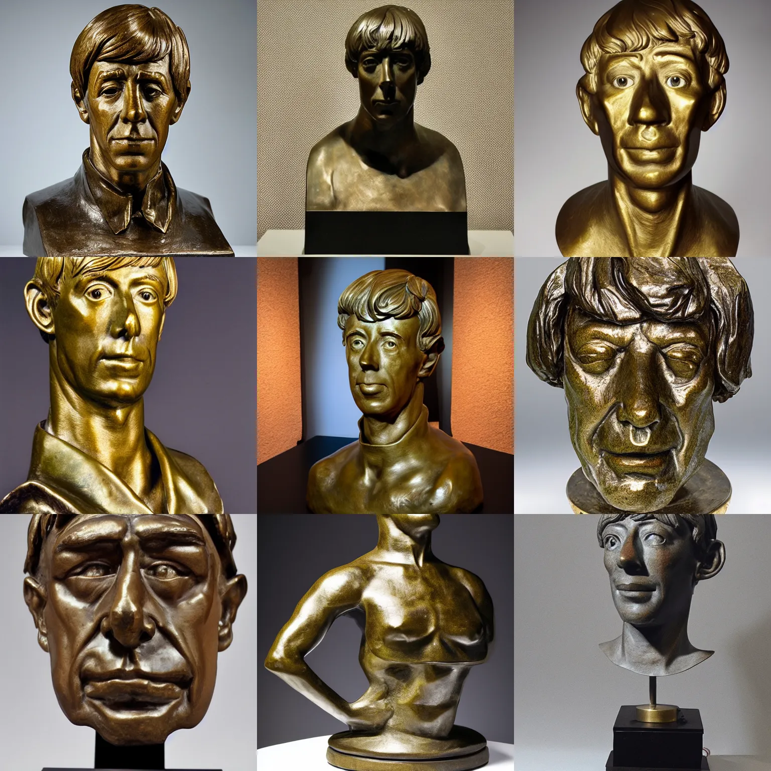 Prompt: Bronze bust of John Noakes ,studio lighting by Henry Moore