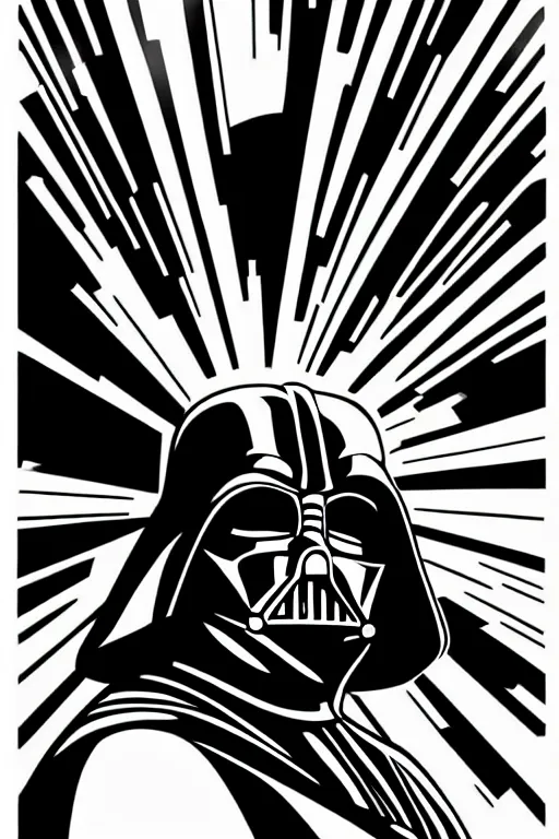 Prompt: an illustration of darth vader watching tv in the style of lichtenstein