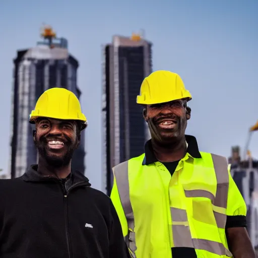 Image similar to black, shadowy, tall figures wearing hard hats