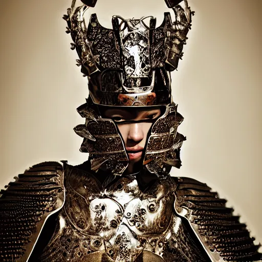 Image similar to a portrait of a beautiful young male wearing an alexander mcqueen armor made of love , photographed by andrew thomas huang, artistic