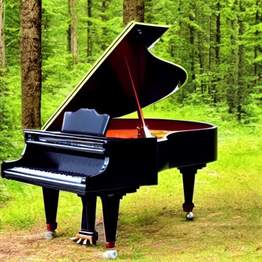 Image similar to a grand piano in a beautiful forest,