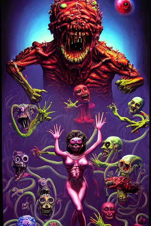 Image similar to a hyperrealistic painting of an epic boss fight against an evil physics mathematician, cinematic horror by chris cunningham, lisa frank, richard corben, highly detailed, vivid color,