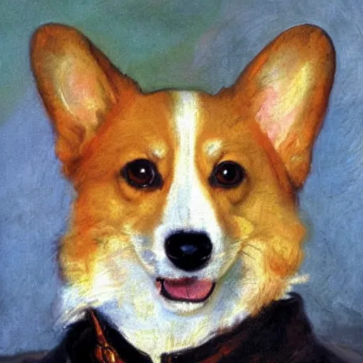 Prompt: a beautiful paint of a corgi, by john singer sargent and rembrandt