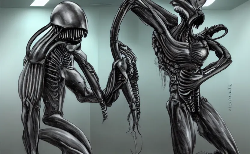 Image similar to Xenomorph in office dress