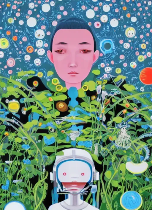 Prompt: a portrait of a cyborg in a scenic environment by chiho aoshima